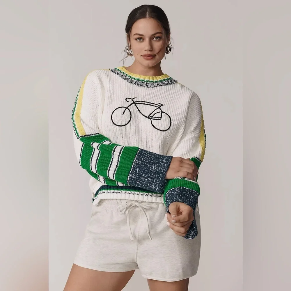 NWT Size L - Daily Practice Cotton Le Tour Crop Crew-Neck Sweater - Picture 3 of 16